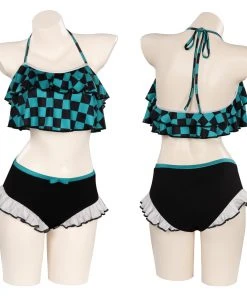 NewCosplay Anime Demon Slayer Kamado Tanjirou Swimwear Outfits Halloween Carnival Suit Cosplay Costume