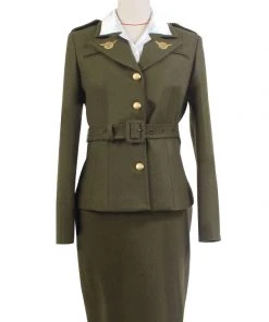NewCosplay Captain America: The First Avenger Agent Peggy Carter Suit Cosplay Costume Version Green