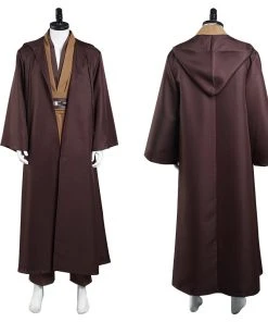 NewCosplay Adult Outfit For Jedi Costume Tunic Hooded Robe Anakin Skywalker Uniform Brown Version