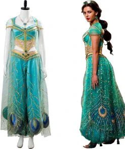 NewCosplay New Arrivals Aladdin Naomi Scott Princess Jasmine Peacock Outfit Cosplay Costume