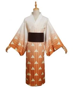 New Cosplaysky Demon Slayer Agatsuma Zenitsu Cosplay Costume Kimono Outfits Halloween Carnival Suit