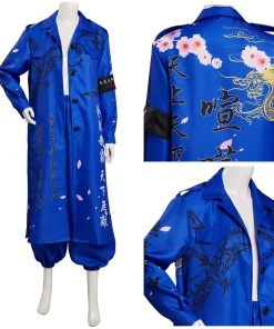 CosplaySky Japanese Bosozoku Kimono Cosplay Costume Blue Coat Pants Outfits Halloween Carnival Suit New Arrivals