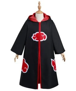 NewCosplay Naruto Akatsuki Kids Children Hooded Zip Up Coat Halloween Carnival Suit Cosplay Costume