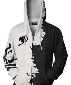 New Cosplaysky Teen Hoodie Fairy Tail Gray Fullbuster 3D Zip Up Sweatshirt Unisex