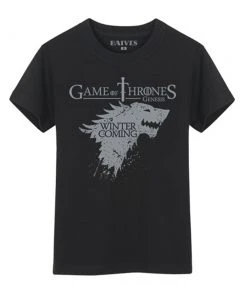 NewCosplay New Arrivals Game Of Thrones Winter Is Coming Stark Black T-Shirt Men Ver.
