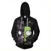 New Cosplaysky Invader Zim Gir Men's Full Zip Hoodie Hooded Long Sleeve Pocket Fleece Sweatshirt