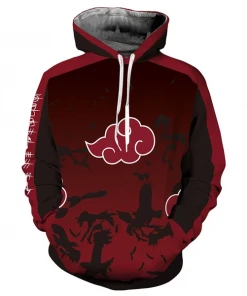 New Cosplaysky Unisex Naruto Akatsuki Red Cloud Long Sleeve Jacket Uchiha Itachi Cosplay Pullover Hoodie Sweatshirt New Arrivals