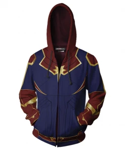 New Cosplaysky Teen Zip-Up Hoodie Avengers 4 Captain Marvel Carol Danvers 3D Sweatshirt New Arrivals