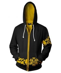 New Cosplaysky New Arrivals Unisex One Piece Trafalgar Law Cosplay Hoodie 3D Printed Sweatshirt Men Women Casual Zip Up Streetwear