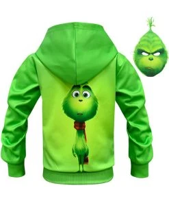 New Cosplaysky Kids Hoodie How The Grinch Stole Christmas Grinch Green Pullover Sweatshirt