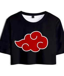 INSWEAR Women NARUTO Cosplay Crop Top & Shorts Set Summer 2 Pieces Casual Clothes