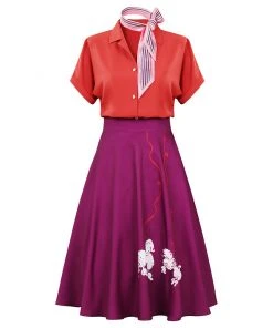 Cosplaygift Women 1950s Poodle Rockabilly Retro Swing Dress Grease Fancy Dress