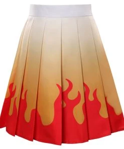 Fandombuy Demon Slayer Rengoku Kyoujurou Cosplay Costume Pleated Skirt Halloween Carnival Suit