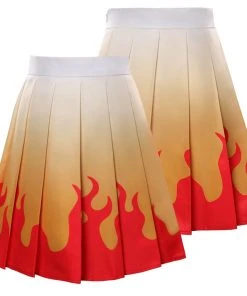 Fandombuy Demon Slayer Rengoku Kyoujurou Cosplay Costume Pleated Skirt Halloween Carnival Suit