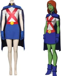 Viele Kostüme Young Justice Miss Martian Cosplay Costume T-shirt Skirt Cloak Outfits New Arrivals