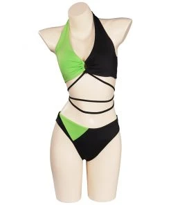 NewCosplay New Arrivals Kim Possible Shego Swimsuit Cosplay Costume Two-Piece Swimwear Outfits