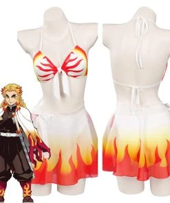 NewCosplay Demon Slayer Rengoku Kyoujurou Sexy Jumpsuit Swimsuit Outfits New Arrivals