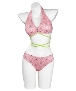 NewCosplay Demon Slayer Kamado Nezuko Swimsuit Cosplay Costume Two-Piece Swimwear Outfits Halloween Carnival Suit New Arrivals