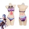Cossky Genshin Impact Ganyu Swimsuit Cosplay Costume Women Bikini Top Shorts Outfits Halloween Carnival Suits New Arrivals