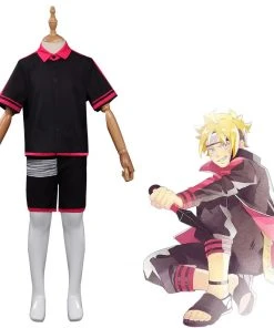 CosplaySky New Arrivals Kids Children Anime BORUTO Cosplay Costume Summer T-shirt Shorts Swimsuit