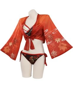 New Cosplaysky New Arrivals Genshin Impact Kaedehara Kazuha Original Design Swimsuit Cosplay Costume Top Shorts Cloak Outfits-cossky®