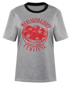 CosplaySky Stranger Things Season 4 Eleven Cosplay Costume Strawberry Short Sleeve T-shirt