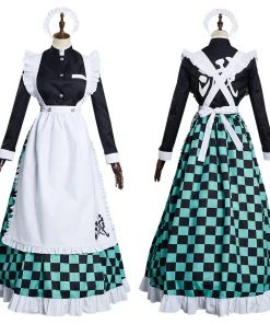 NewCosplay New Arrivals Demon Slayer: Kimetsu No Yaiba Kamado Tanjirou Maid Dress Original Design Cosplay Costume