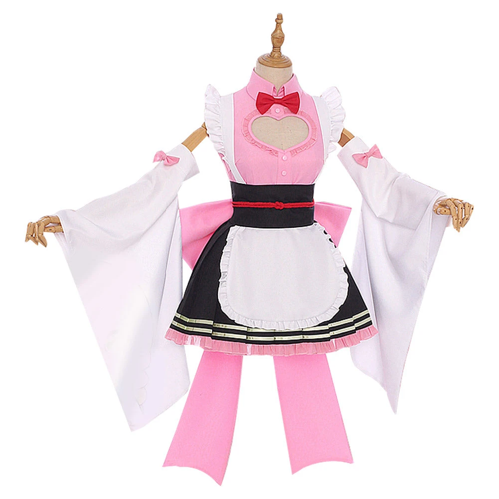 NewCosplay Demon Slayer Kanroji Mitsuri Maid Outfit Cosplay Costume 3 NewCosplay Demon Slayer Kanroji Mitsuri Maid Outfit Cosplay Costume