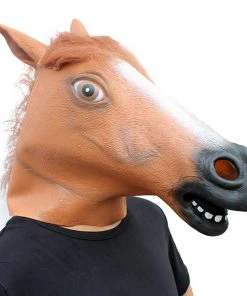 New Cosplaysky Halloween Horse Head Adult Latex Helmet Funny Headgear Cosplay Accessories