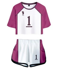 NewCosplay Haikyuu Shiratorizawa School Cosplay Uniform Jersey Sportswear Top Shorts Set For Women New Arrivals