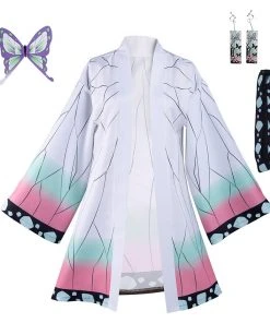 NewCosplay Demon Slayer Kimetsu No Yaiba Kochou Shinobu Cloak Halloween Cosplay Costume