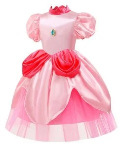 Viele Kostüme New Arrivals Kids Children Princess Peach Cosplay Costume Mesh Dress Outfits Halloween Carnival Suit