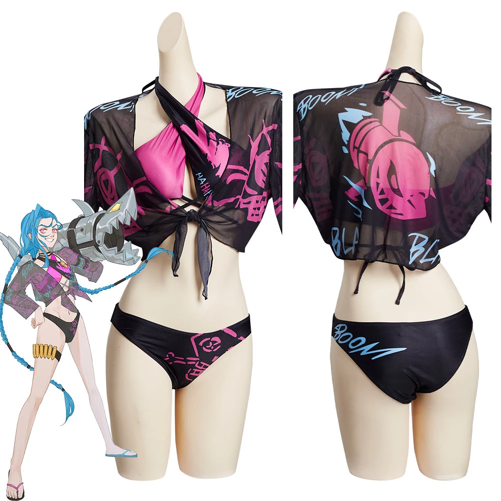League Of Legends LoL Jinx Original Designers Top And Shorts Swimming Suit - Cossky® New Arrivals 3 League Of Legends LoL Jinx Original Designers Top And Shorts Swimming Suit - Cossky® New Arrivals