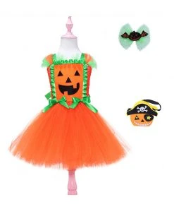 NewCosplay Kids Girls Pumpkin Pirate Cosplay Costume Accessory Bag Outfits Halloween Carnival Suit