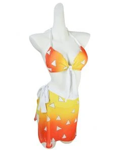 Fansholiday Demon Slayer Agatsuma Zenitsu Original Designers Swimwear Cosplay Costume Summer Swimsuit New Arrivals