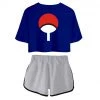 INSWEAR New Arrivals Women Naruto Crop Top Sets Uchiha Sasuke Cosplay Short Sleeve T-shirt Shorts 2 Pieces Sets Casual Clothes 2 INSWEAR New Arrivals Women Naruto Crop Top Sets Uchiha Sasuke Cosplay Short Sleeve T-shirt Shorts 2 Pieces Sets Casual Clothes