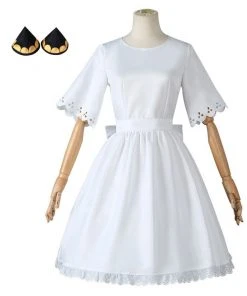CosplaySky New Arrivals Kids Girls Spy Family Anya Forger Cosplay Costume White Dress Headband Outfits