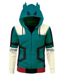 New Cosplaysky New Arrivals Unisex Midoriya Izuku Battle Suit Cosplay Hoodies My Hero Academia Zip Up 3D Print Jacket Sweatshirt
