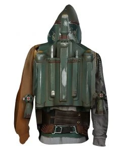 New Cosplaysky New Arrivals Unisex Star Wars Hoodies 3D Print Zip Up Sweatshirt Outfit Boba Fett Cosplay Casual Outerwear