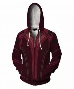 INSWEAR Scarlet Witch Wanda Cosplay Hoodie Sweatshirt Casual Zip Up Jacket Coat