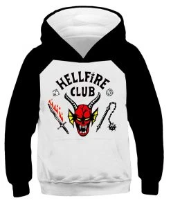 Fandombuy New Arrivals Kids Children Stranger Things 4 Hellfire Club Hooded Sweatshirt Cosplay Costume