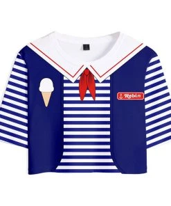 Viele Kostüme New Arrivals Stranger Things Season 3 Robin Cosplay Costume Crop Top T-shirt Shorts Set