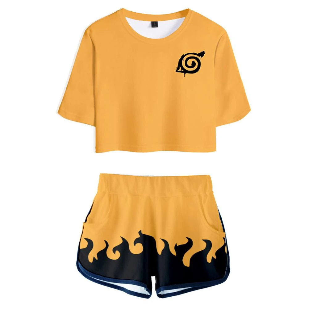 Fandombuy Women Naruto Crop Top Sets Uzumaki Naruto Cosplay Short Sleeve T-shirt Shorts 2 Pieces Sets Casual Clothes 6 Fandombuy Women Naruto Crop Top Sets Uzumaki Naruto Cosplay Short Sleeve T-shirt Shorts 2 Pieces Sets Casual Clothes