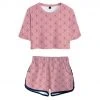 Fandomsky Women Demon Slayer: Kimetsu No Yaiba Kamado Nezuko Cosplay Crop Top & Shorts Set Summer 2 Pieces Casual Clothes New Arrivals
