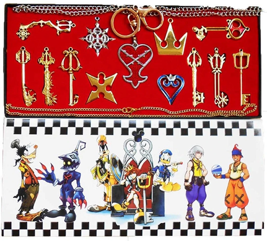 NewCosplay New Arrivals Kingdom Hearts 2 II Keychain Pendant Necklace Set Box Cosplay Accessaries 5 NewCosplay New Arrivals Kingdom Hearts 2 II Keychain Pendant Necklace Set Box Cosplay Accessaries