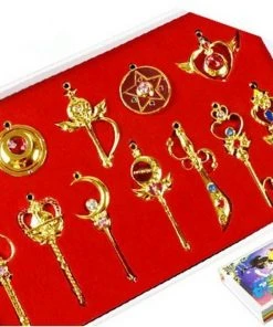 NewCosplay New Arrivals Sailor Moon Cosplay Keychain Pendant Necklace Collection Sets 14Pcs Cosplay Accessories