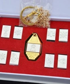 NewCosplay Digimon Adventure Togs Emblem Necklace Pendant 9 Pcs /Set Collection Box
