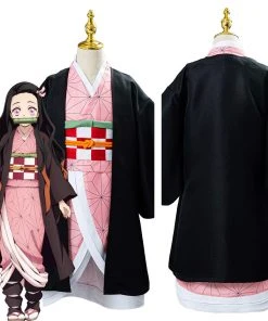 NewCosplay Kids Children Demon Slayer Kimetsu No Yaiba Kamado Nezuko Uniform Outfit Anime Cosplay Costume
