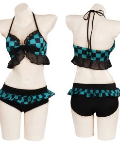 NewCosplay Anime Demon Slayer Kamado Tanjirou Swimwear Outfits Halloween Carnival Suit Cosplay Costume