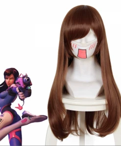 New Cosplaysky DVA Hana Song Cosplay Wig Overwatch OW Cosplay Wig Brown Long Hair New Arrivals